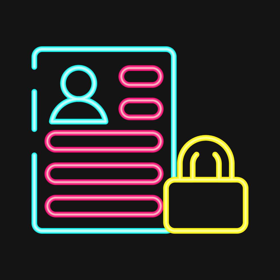 Icon data protection. Internet network elements. Icon in neon style. vector