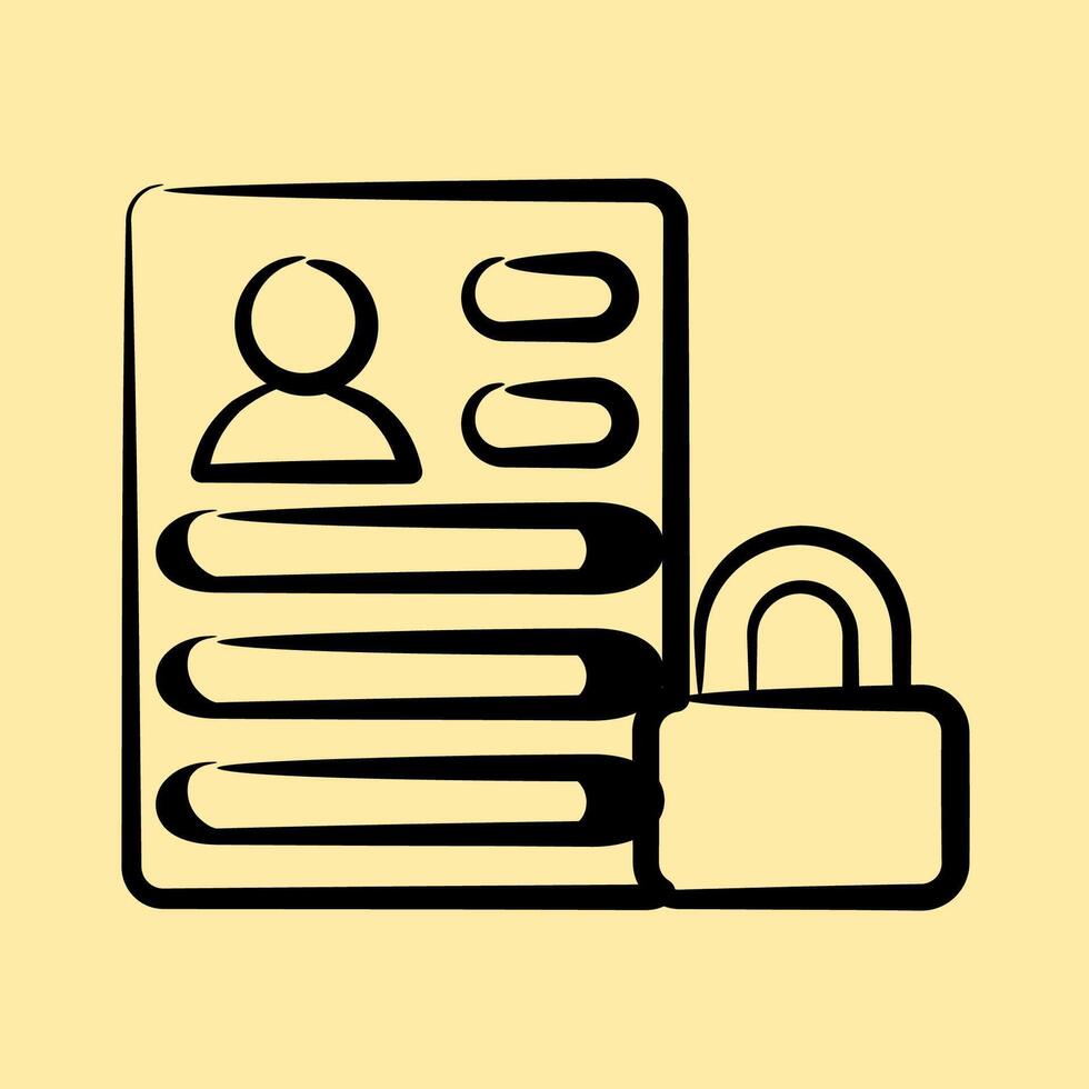 Icon data protection. Internet network elements. Icon in hand drawn style. vector