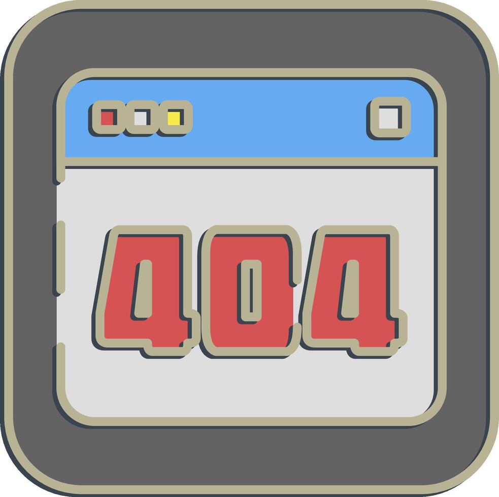 Icon error 404. Internet network elements. Icon in embossed style. vector