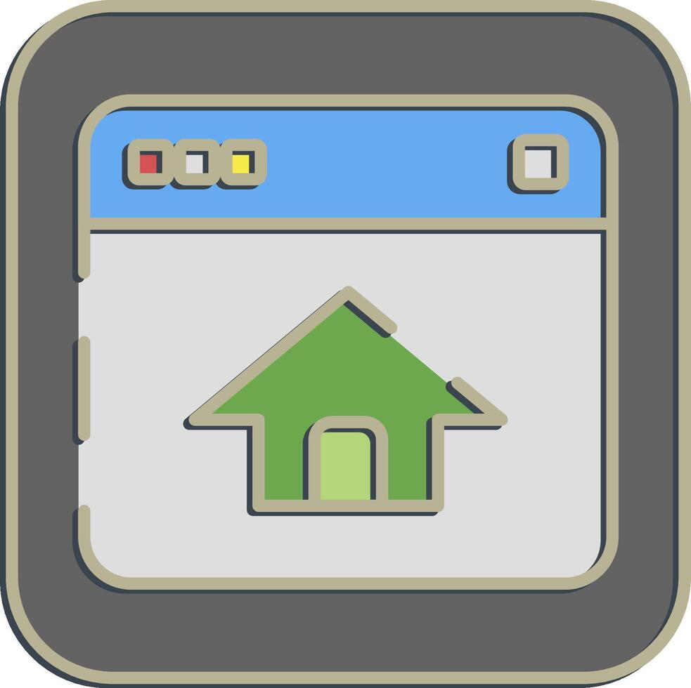 Icon homepage. Internet network elements. Icon in embossed style. vector