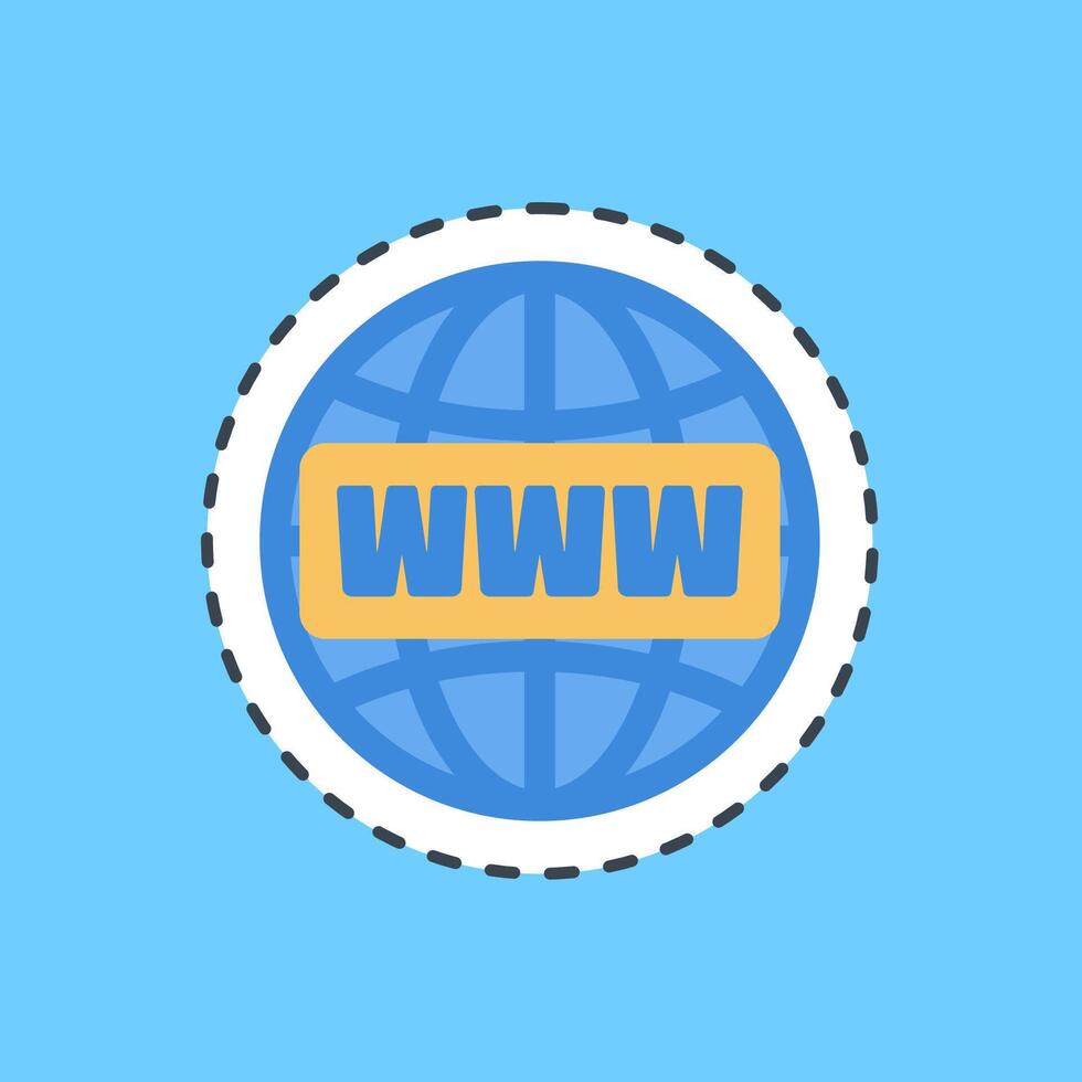 Cutting line sticker domain name. Internet network elements. vector