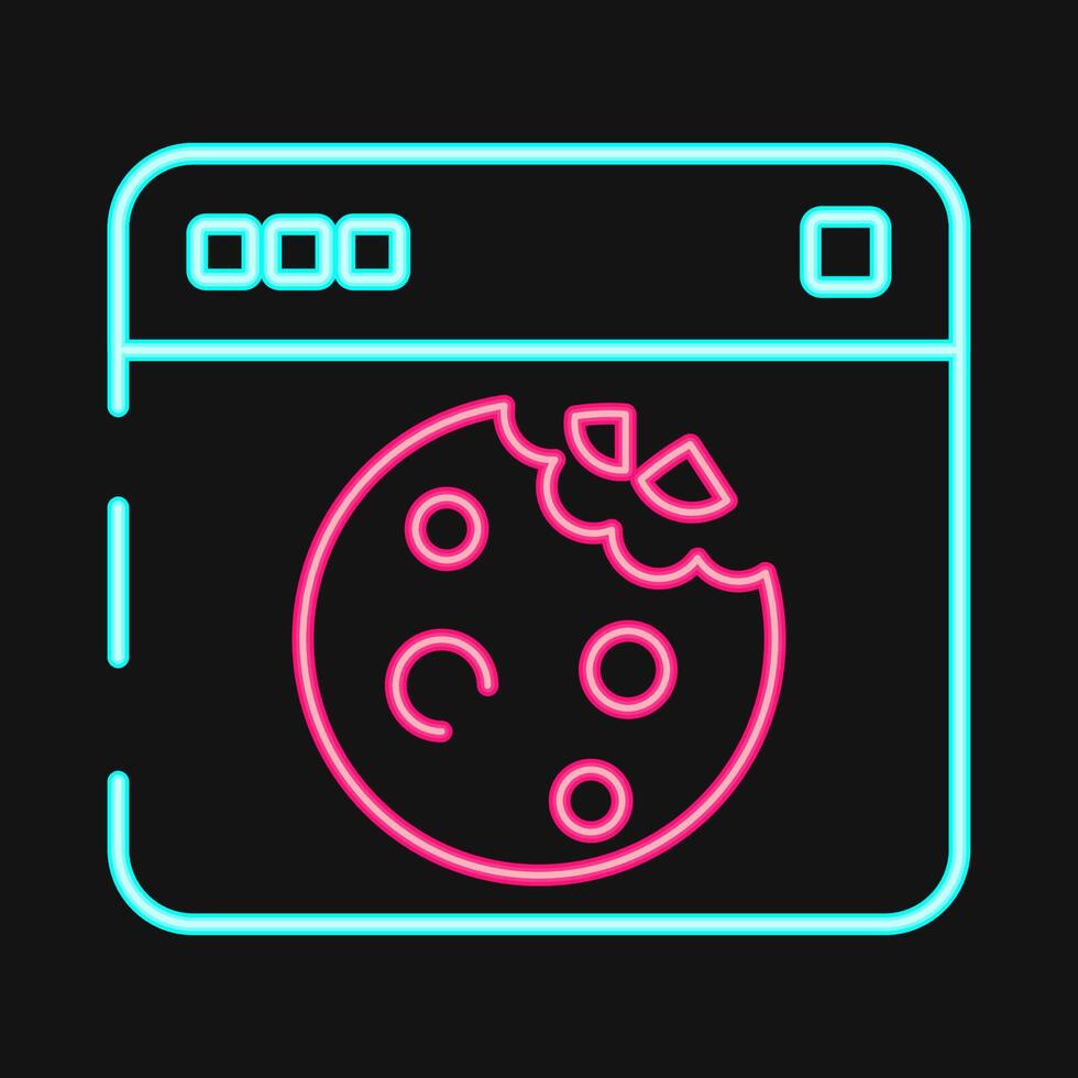 Icon cookies. Internet network elements. Icon in neon style. vector
