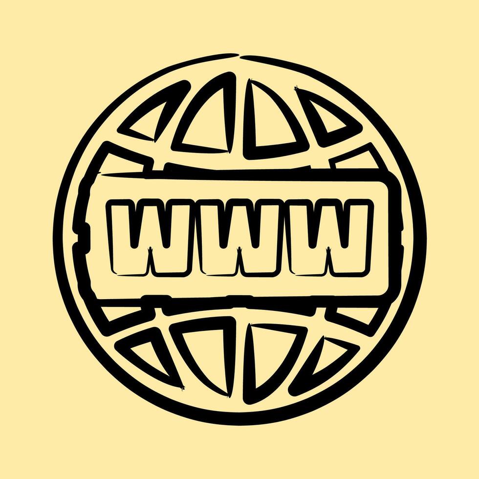 icono dominio nombre. Internet red elementos. icono en mano dibujado estilo. vector