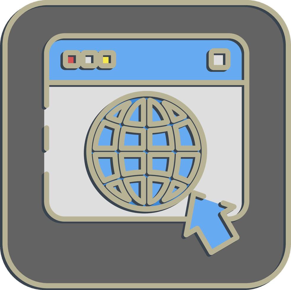 Icon browser. Internet network elements. Icon in embossed style. vector