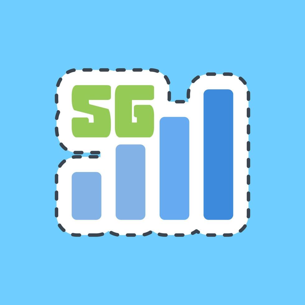 Cutting line sticker 5g. Internet network elements. vector