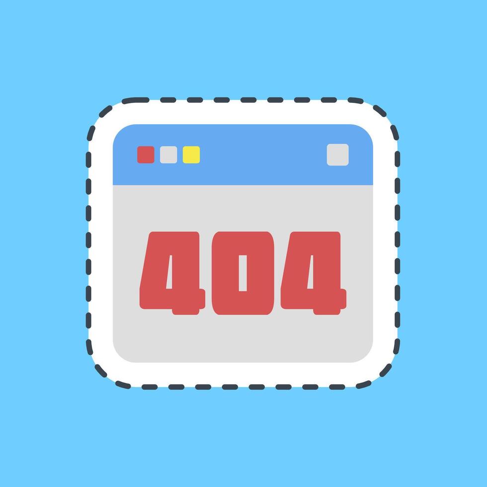 Cutting line sticker error 404. Internet network elements. vector