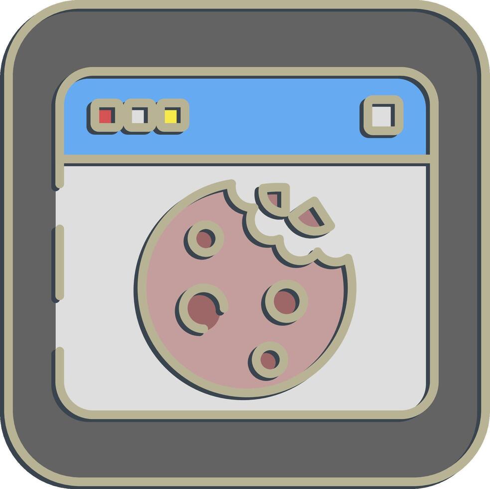 Icon cookies. Internet network elements. Icon in embossed style. vector