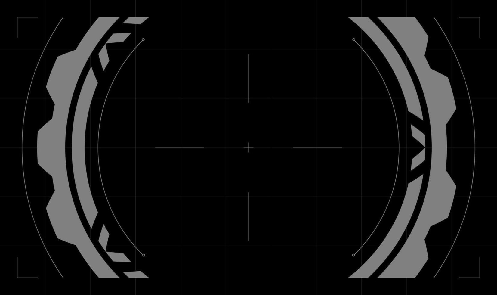 Futuristic tech radar screen. Display frame on black background. vector