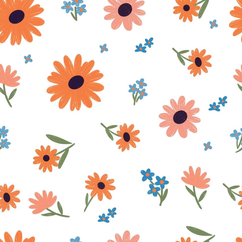 Vibrant floral pattern for spring, cheerful floral design element, endless pattern vector