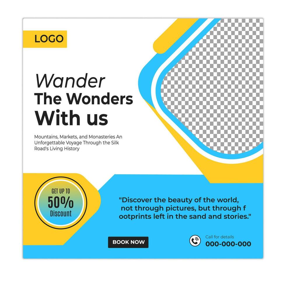 Global tour social media posts and web banner square design template vector