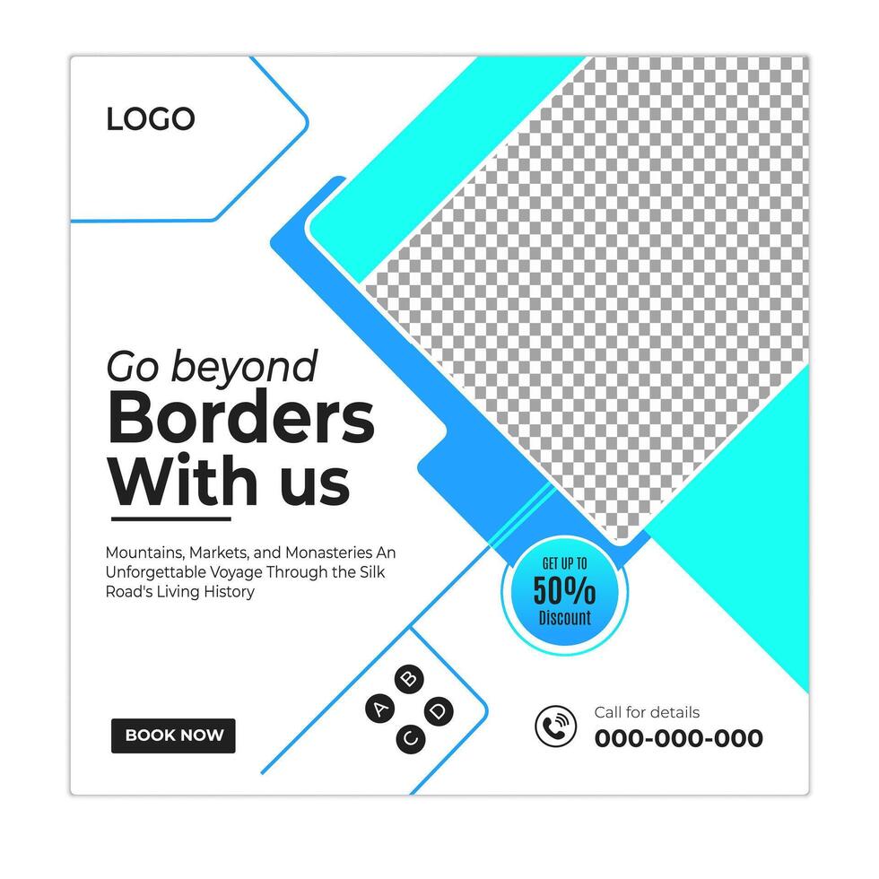 Explore the world social media posts and web banner square design template vector