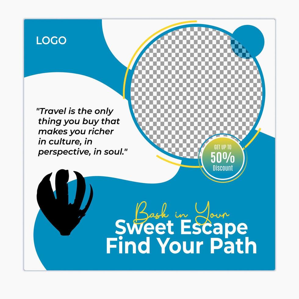 Solo travel social media posts and web banner square design template vector