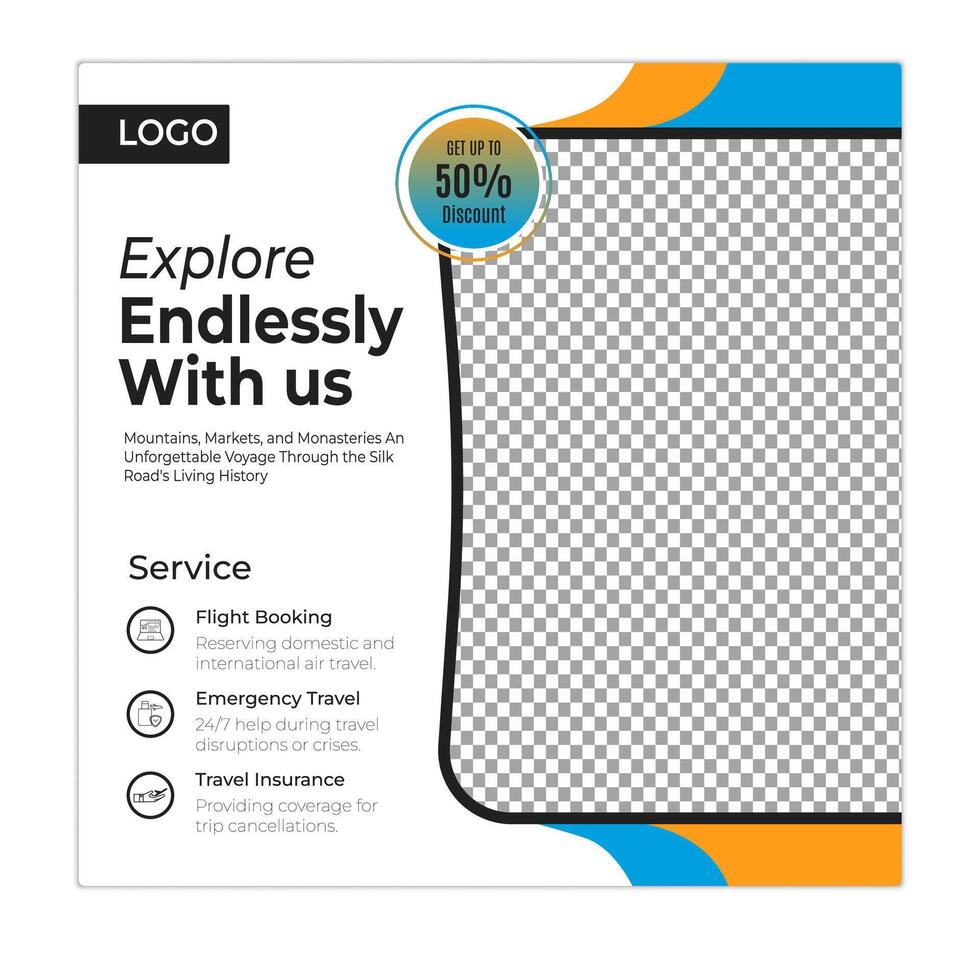 Nature escape social media posts and web banner square design vector