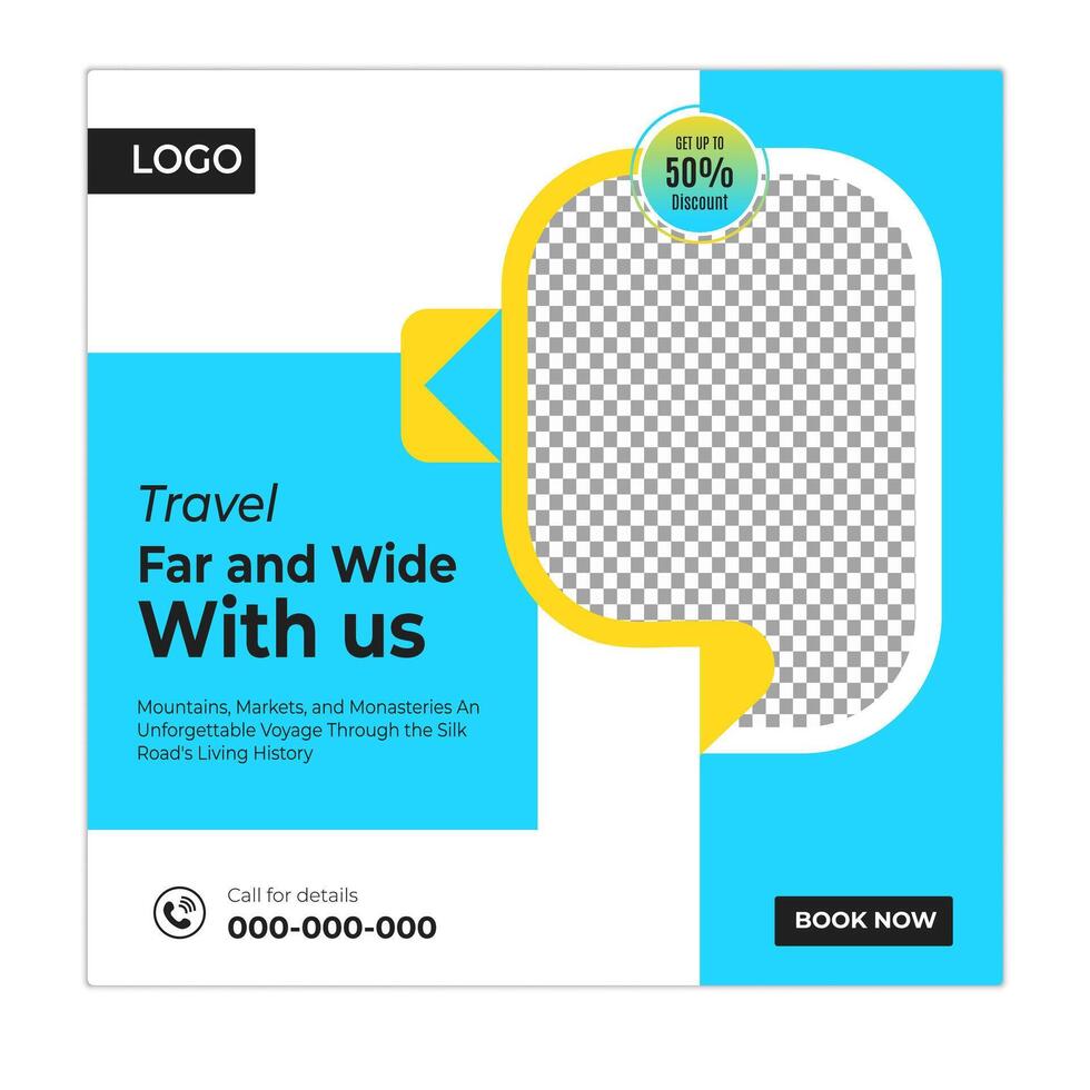 City and sightseeing tour social media posts and web banner square design template vector