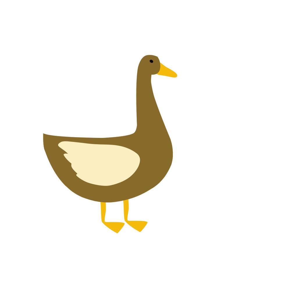 Cute illustration of a duck with simple flat design style. Perfect for educational materials, children's content, farm animal collections, or printed item vector