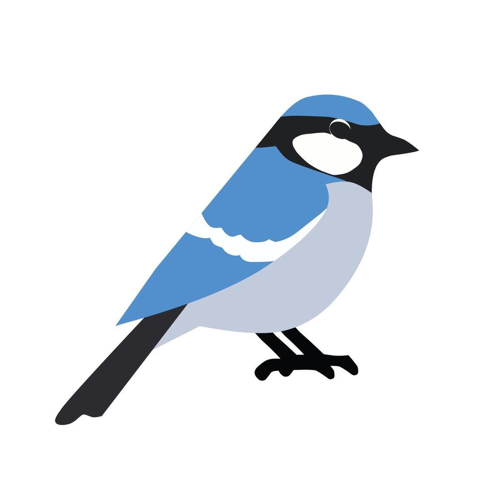 A simplified illustration of a blue tit bird with soft blue and white coloring. Great for wildlife, springtime, and nature-related artwork vector