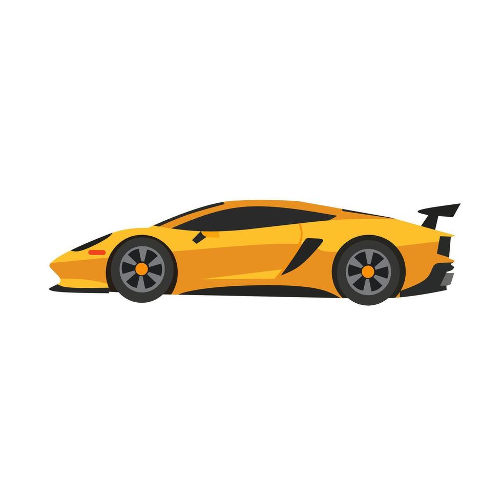 Yellow sports car illustration in side view. Sleek and modern design for racing or speed themes vector