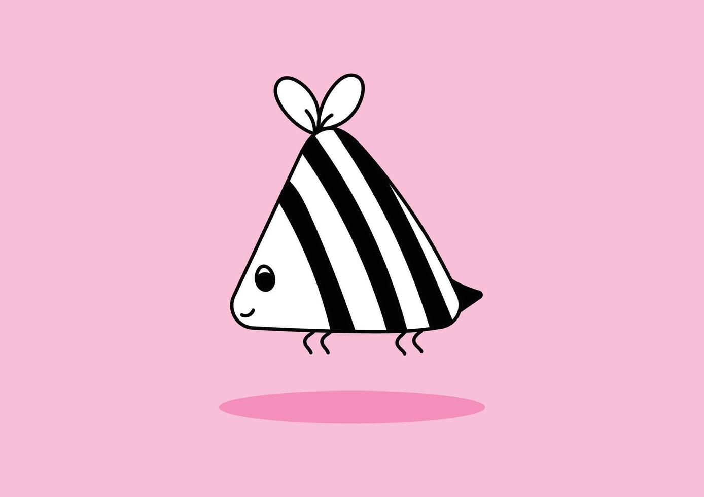 Cute triangle bee doodle style on a pink background. vector