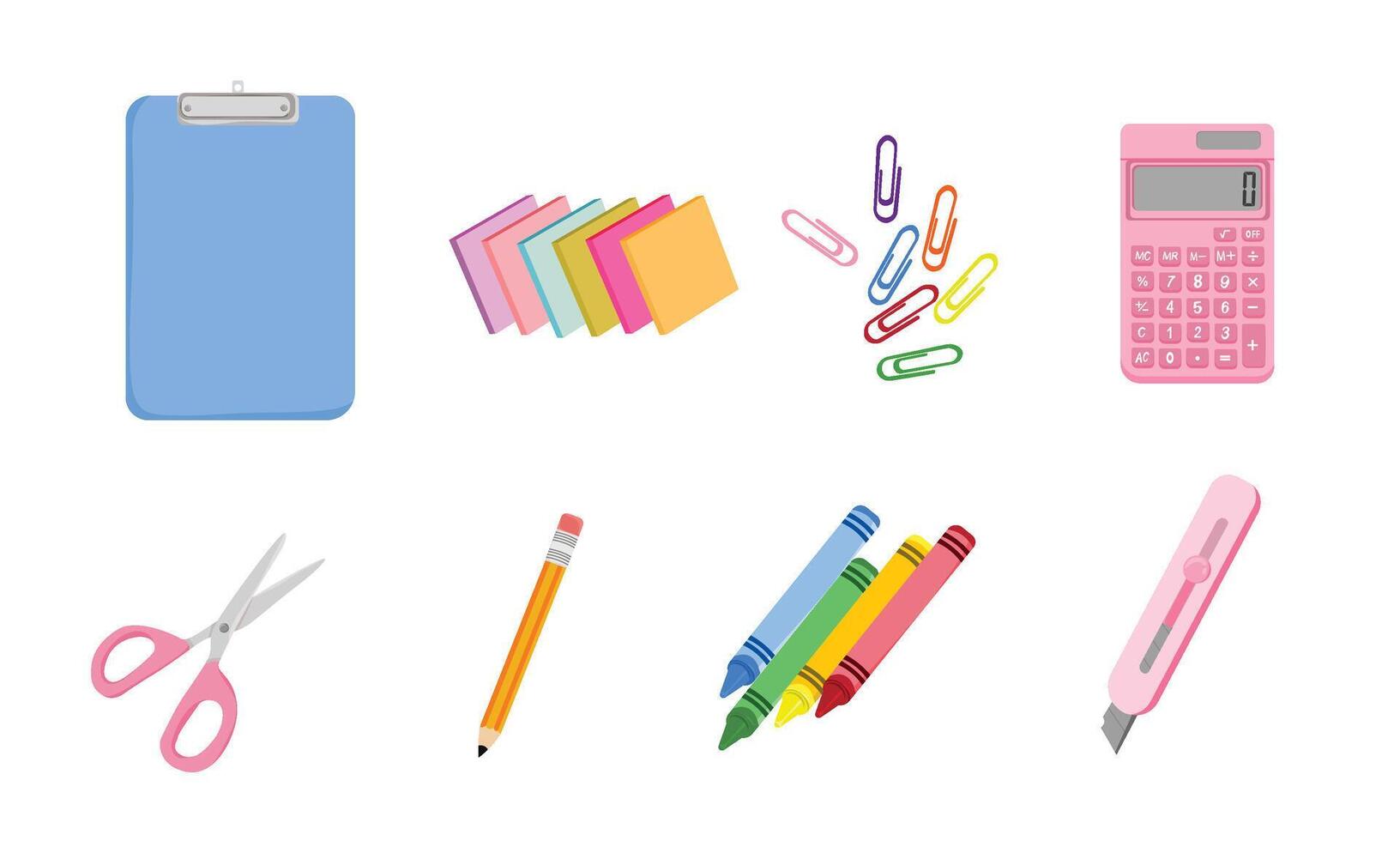 Pastel Pink and Blue Stationery Set for Back to School and Office Desk Essentials vector