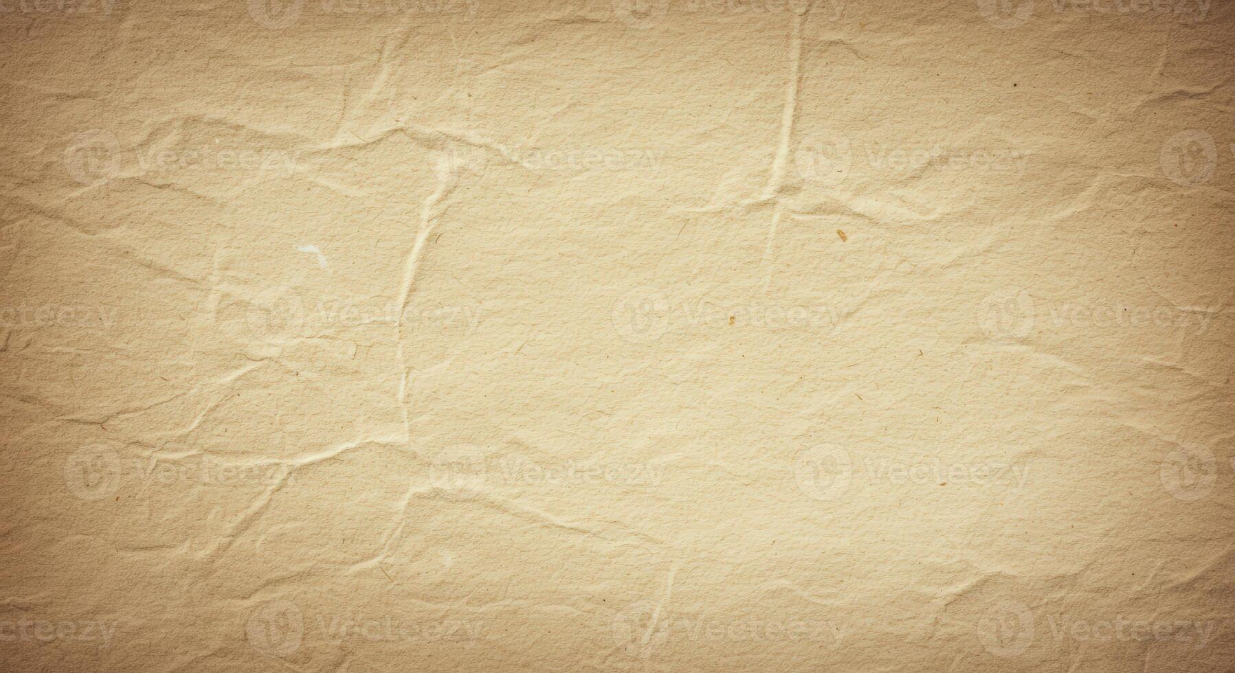 Textured Beige Paper Background with Wrinkles and Creases for Design photo