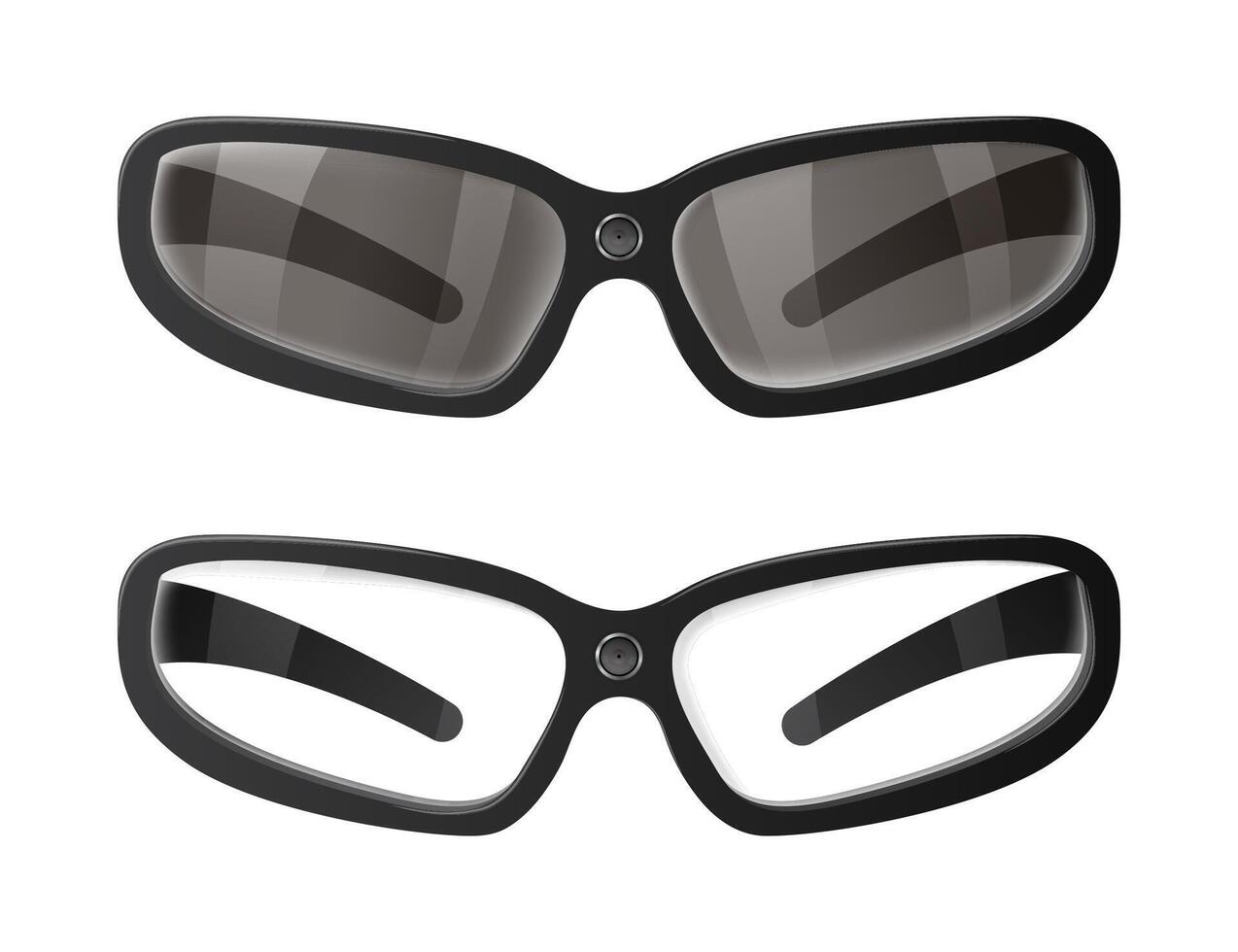 Smart Glasses with Integrated Camera Showing Dark and Clear Lenses vector