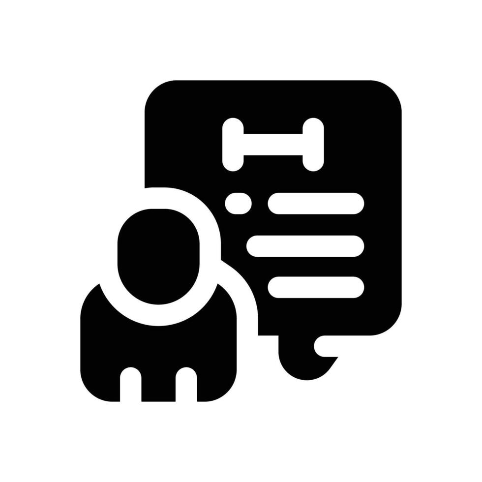 fitness counseling glyph icon. Strong and solid icon for websites and mobile apps. vector
