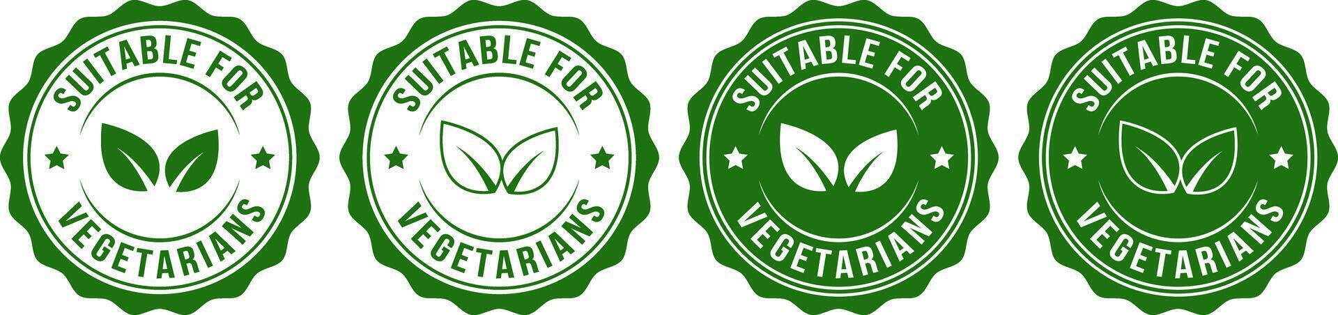 four green labels with the words sustainable for vegetarians vector