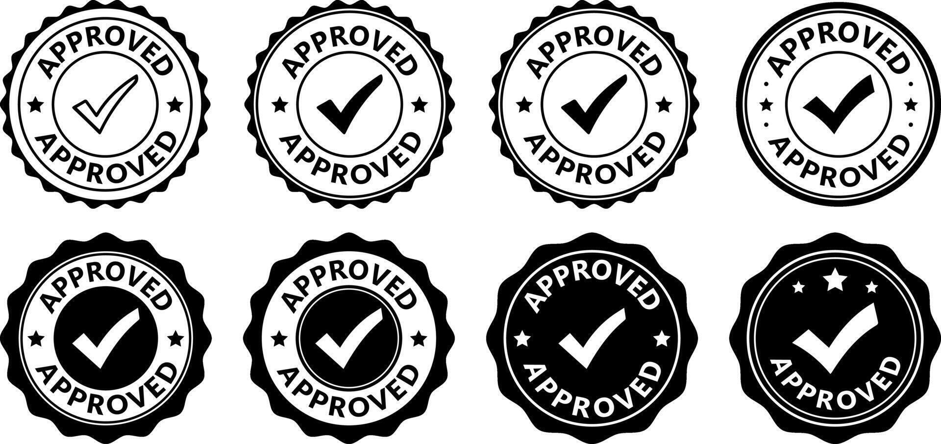 approved seal, stamp, badge icons vector