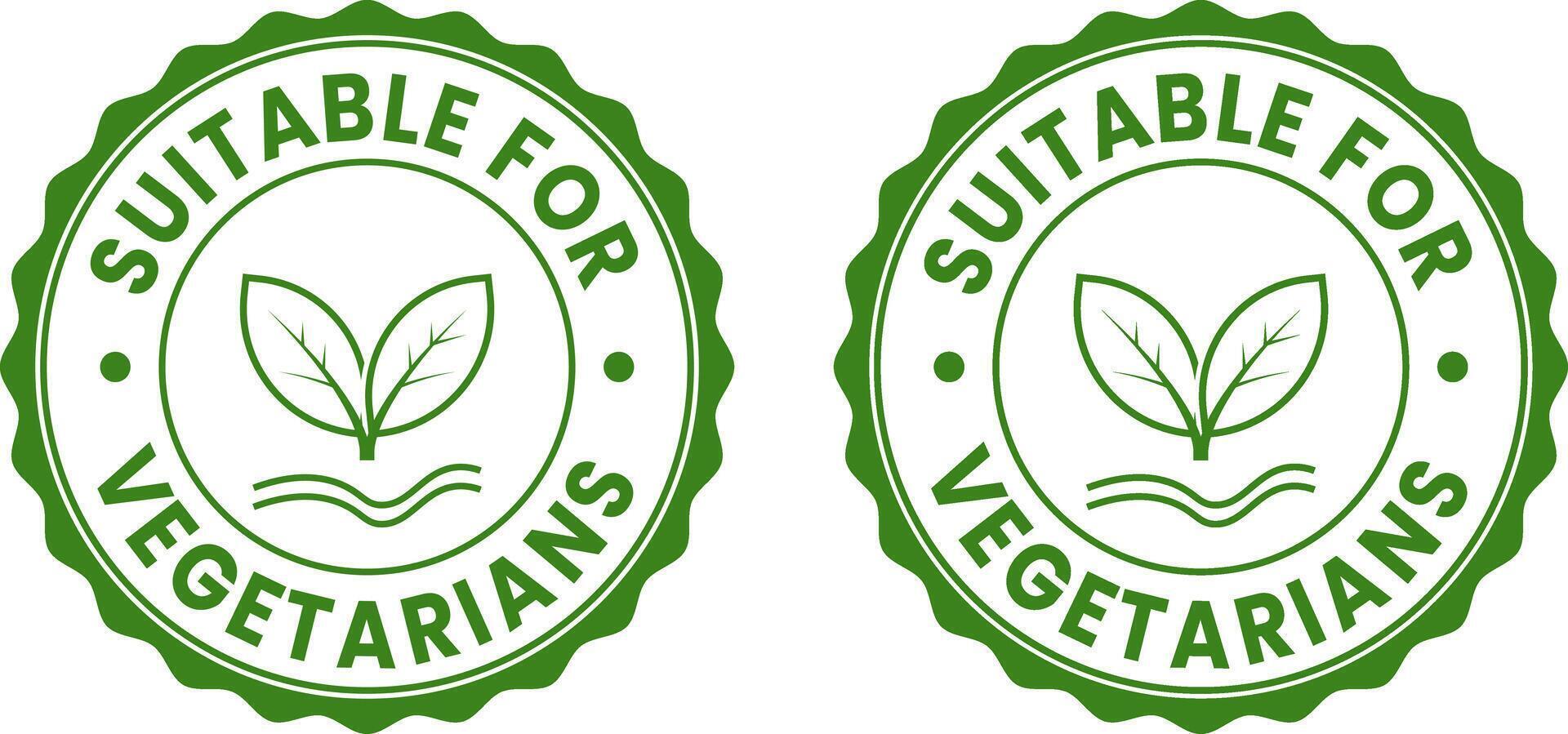 two green and white labels with the words suitable for vegetarians vector