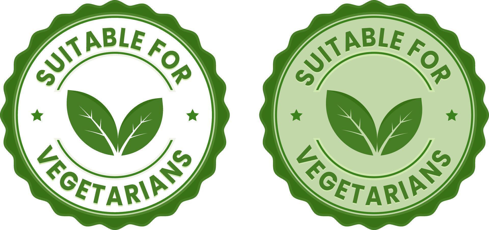 two green labels with the words suitable for vegetarians vector