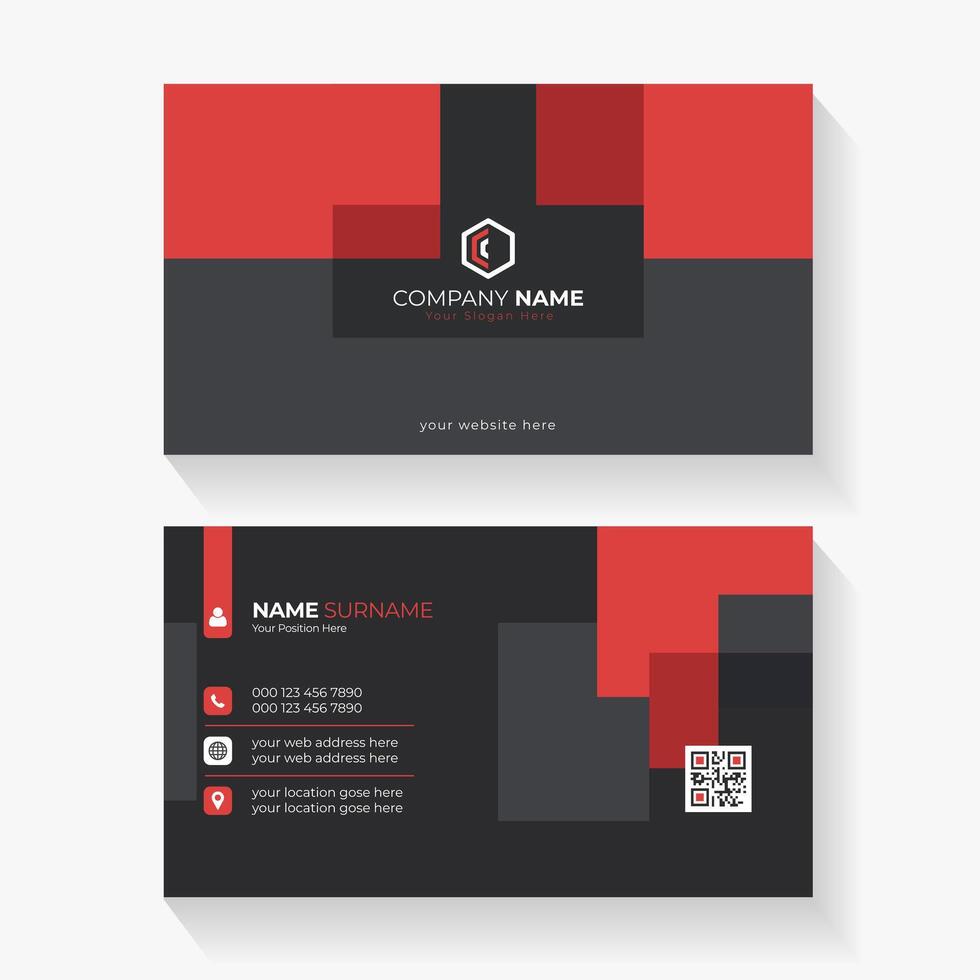 Modern Minimalist Business Card Template with Red and Black Geometric Design for Professional Branding vector