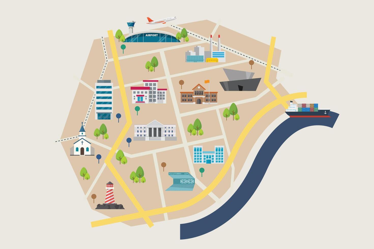 Map with Road and Street Infographic Design Template vector
