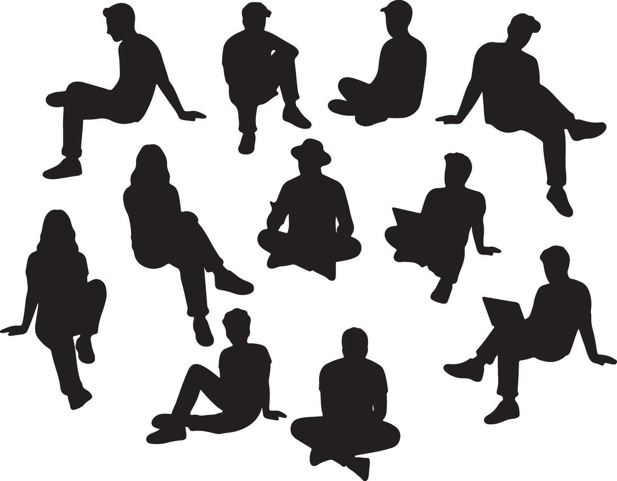 Architectural People in Sitting Poses Hand Drawn in Minimal Style for Floor Plans Urban Design Elevations and Interior Layout Presentations vector