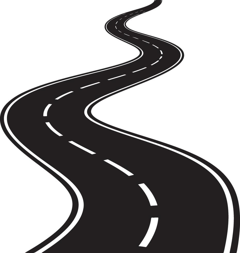 Minimal winding road from top view, path design isolated on transparent background for modern transportation, mapping, driving route or infographic visuals vector