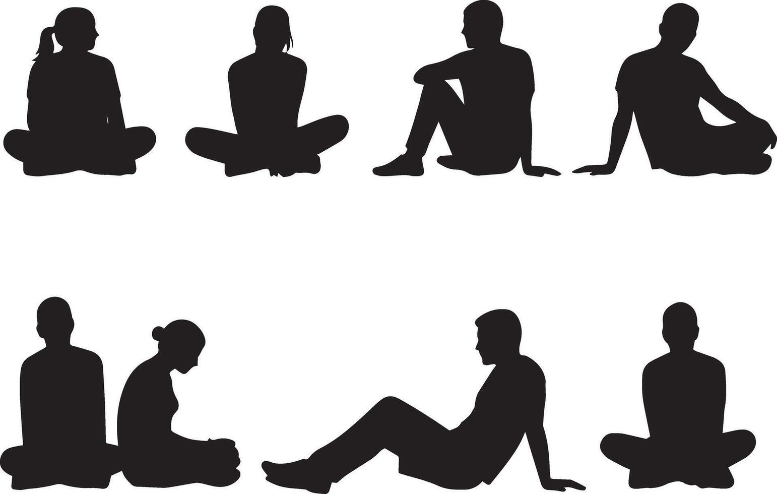 Seated People in Minimal Hand Drawn Style Illustrations for Architectural Layouts Floor Plans CAD Designs and Urban Presentation Concepts vector