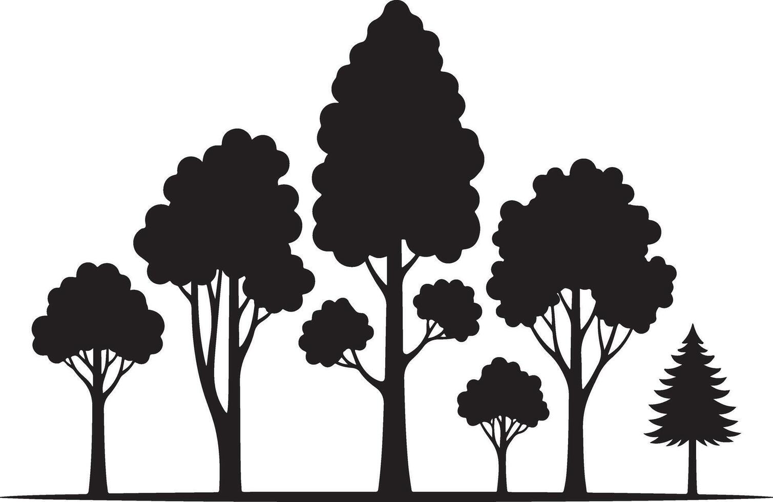 Palm, Pine, and Deciduous Tree Silhouettes Professional Icons for Garden Planning and Landscape Architecture vector