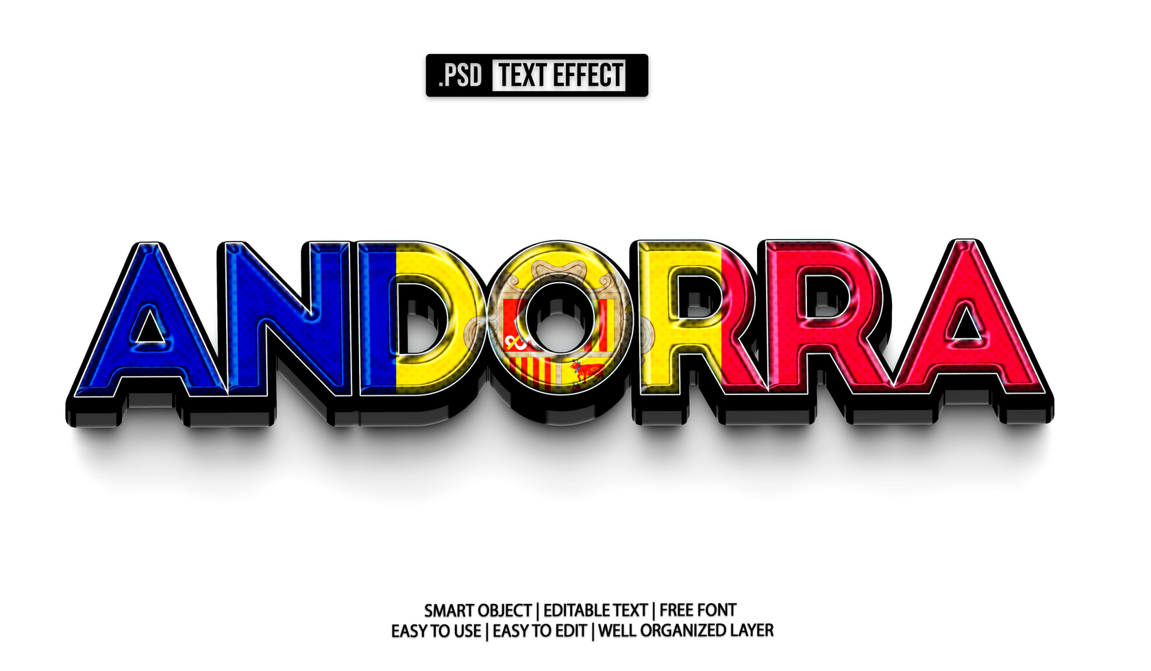 Andorra Flag Editable Text Effect Template psd