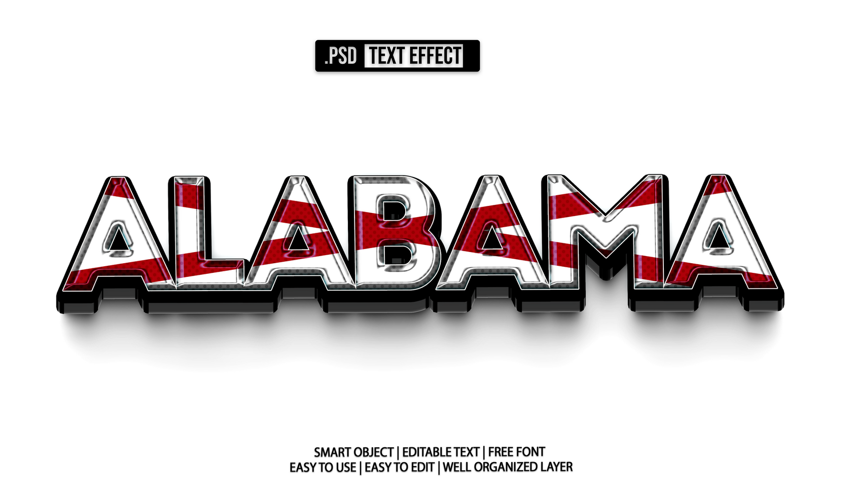 Alabama Flag Editable Text Effect Template psd