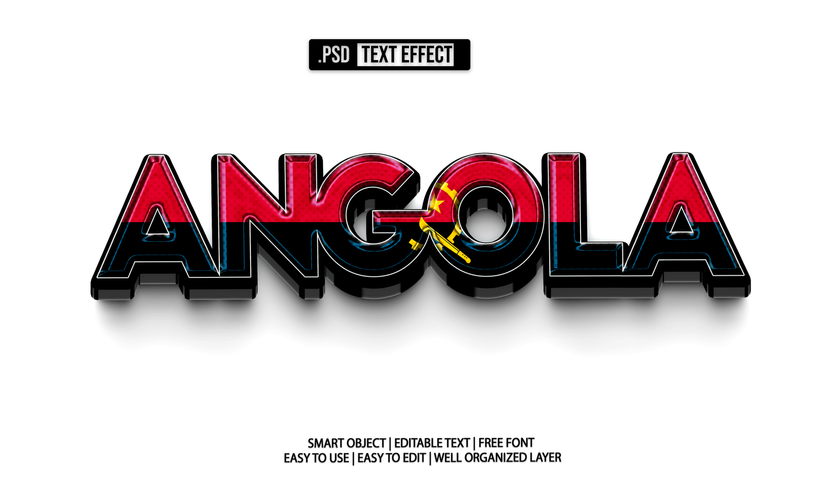Angola Flag Editable Text Effect Template psd