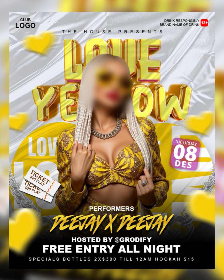 Love yellow flyer template psd