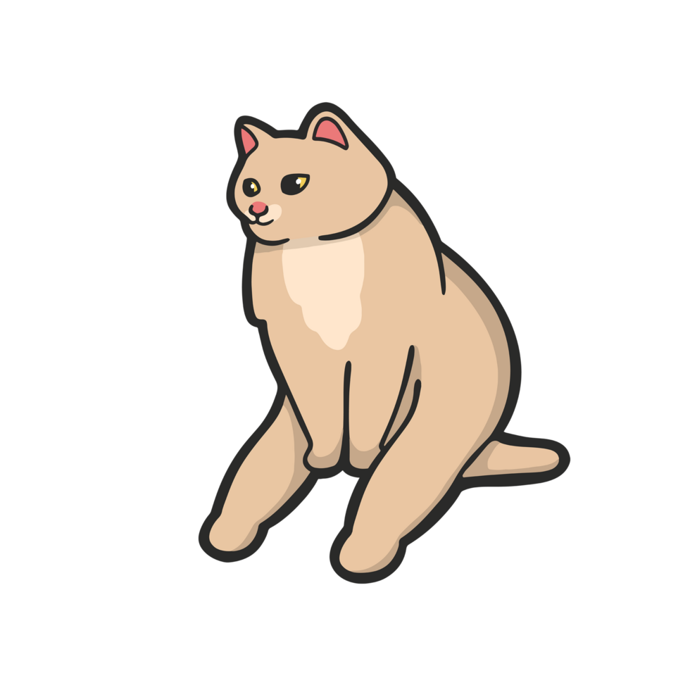 Sitting Cat Meme Sticker Transparent Cute Illustration png