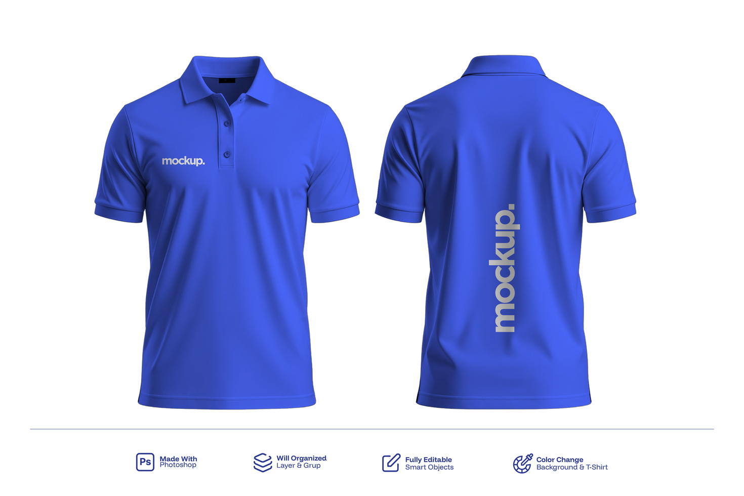Custom Realistic Polo Shirt Mockup Front and Back Views for Branding psd
