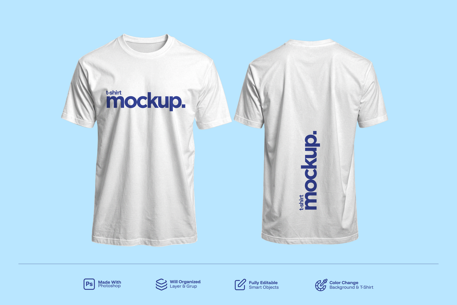 Custom White Realistic TShirt Mockup Front and Back View psd