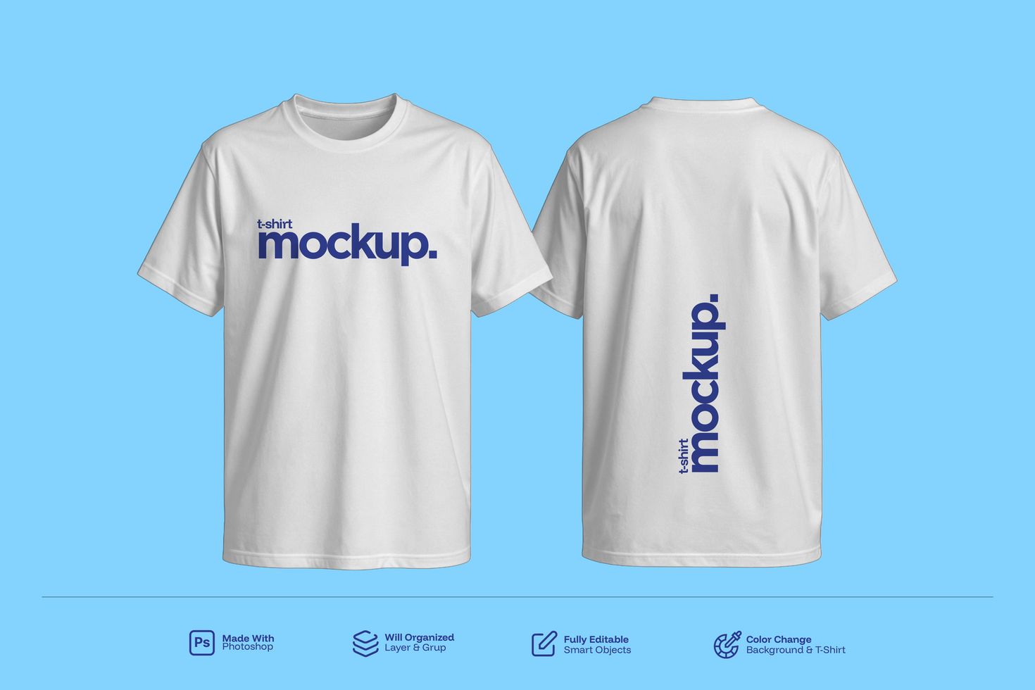 Custom White TShirt Mockup Front and Back View psd