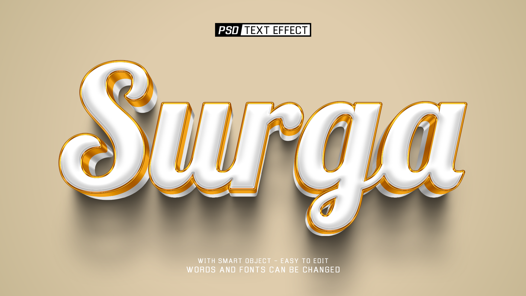 surga 3d text effect psd