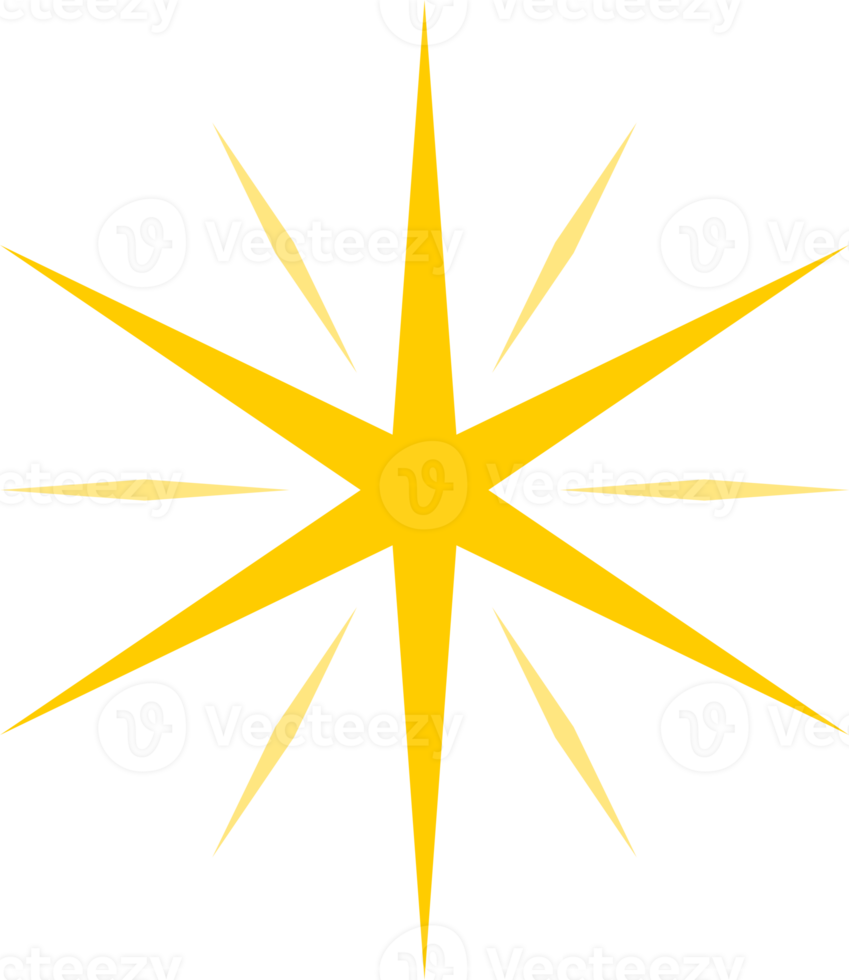 Yellow sparkle star light rays png