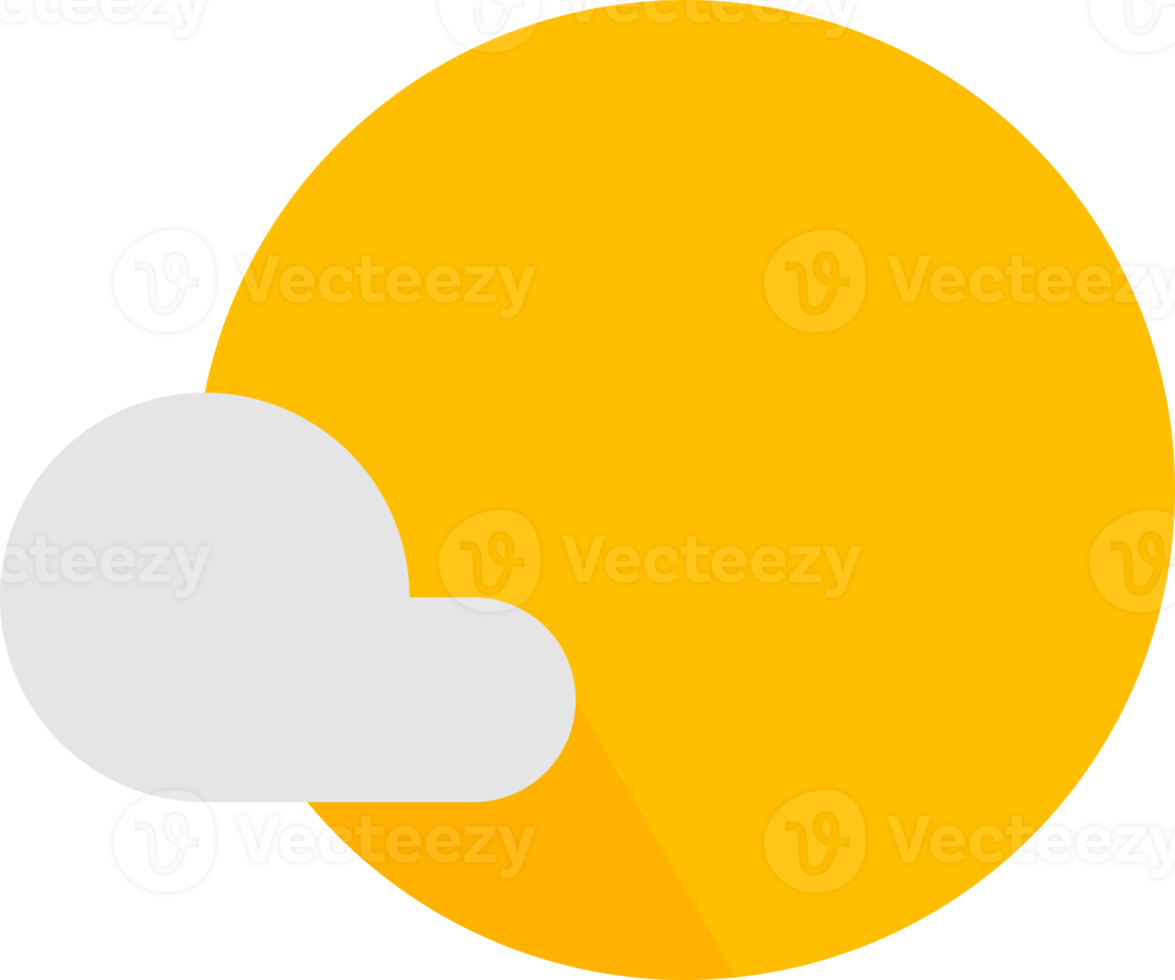 Doodle sun with cloud sky png