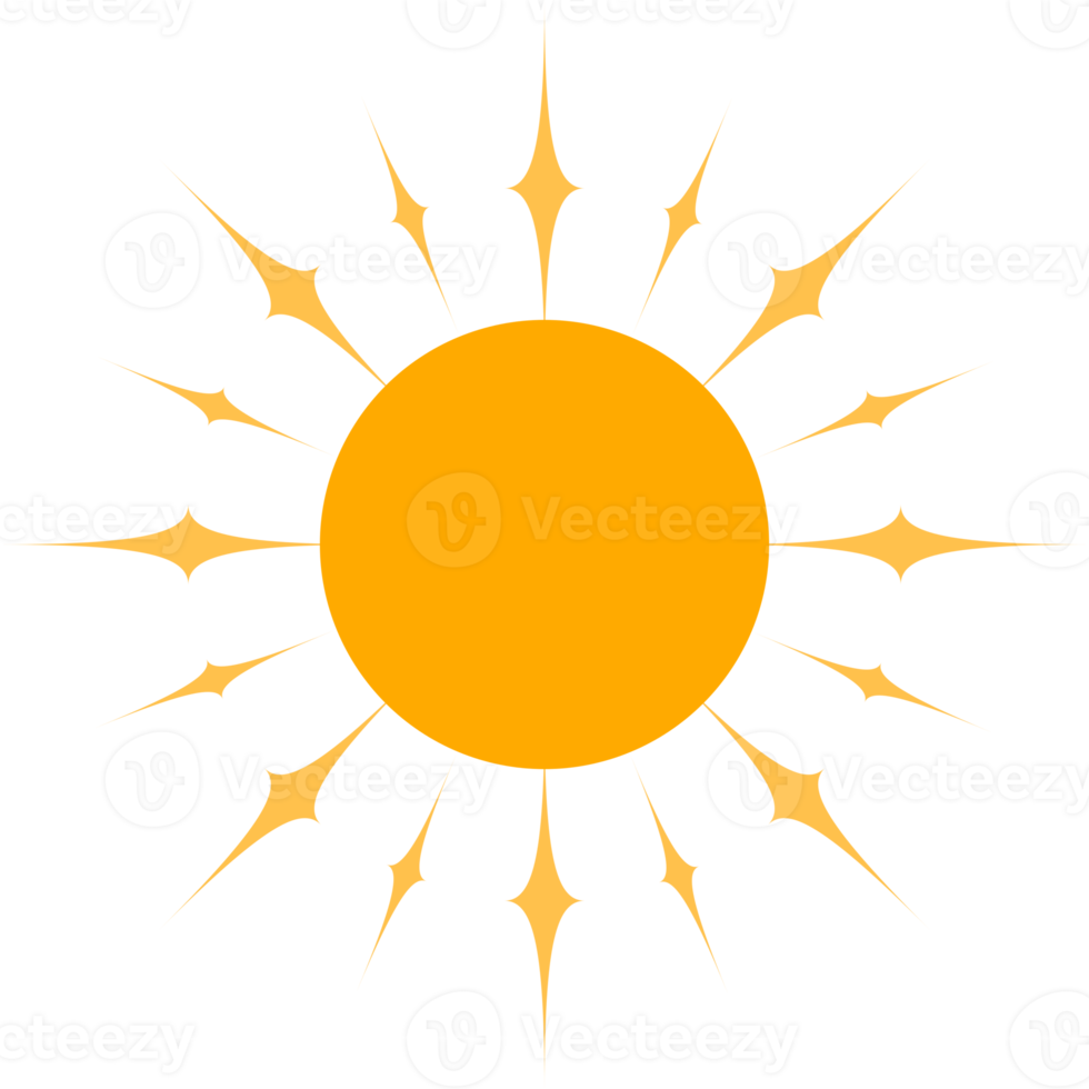 Doodle yellow sun icon png