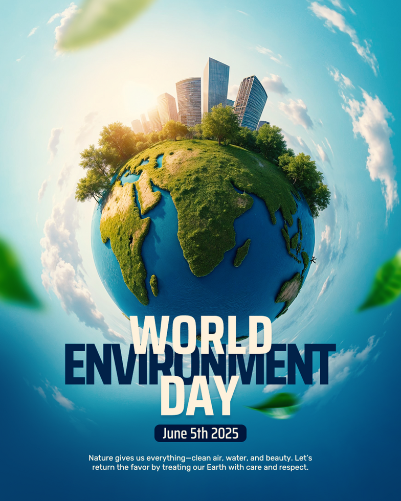 Blue Tiny Planet World Environment Day Social Media Post psd