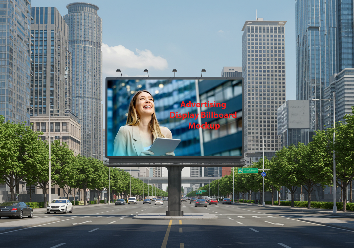 Billboard Mockup in a City Setting, Advertising Display Billboard Mockup on a Concrete Wall psd